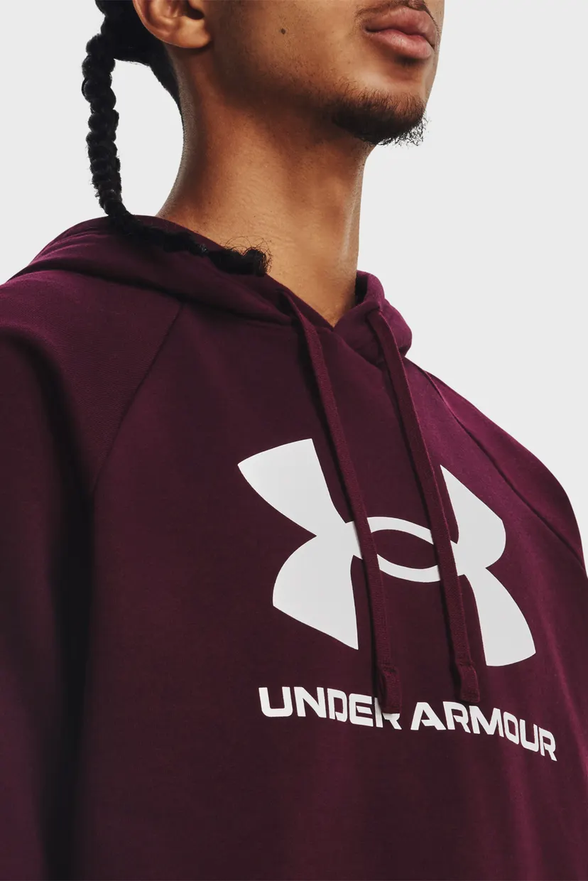 Чоловіче бордове худі UA Rival Fleece Logo HD 4