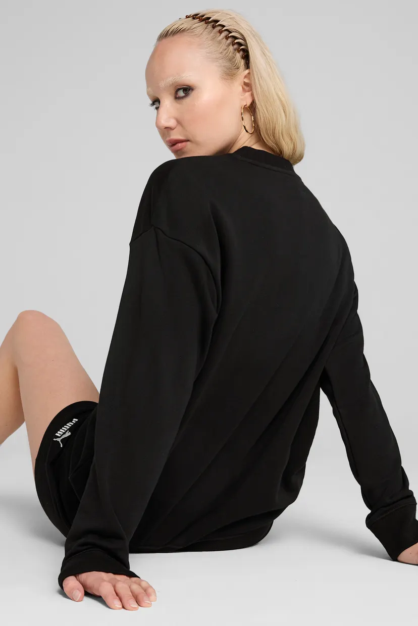 Женский черный свитшот ESS Small No. 1 Logo Relaxed Crew Sweater Women 3