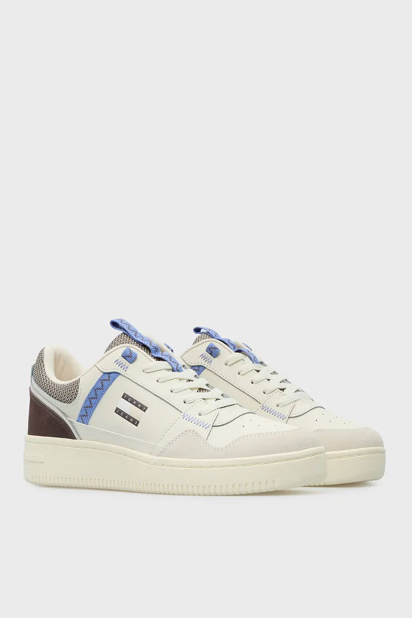 Мужские белые кожаные сникерсы RETRO BASKET 3