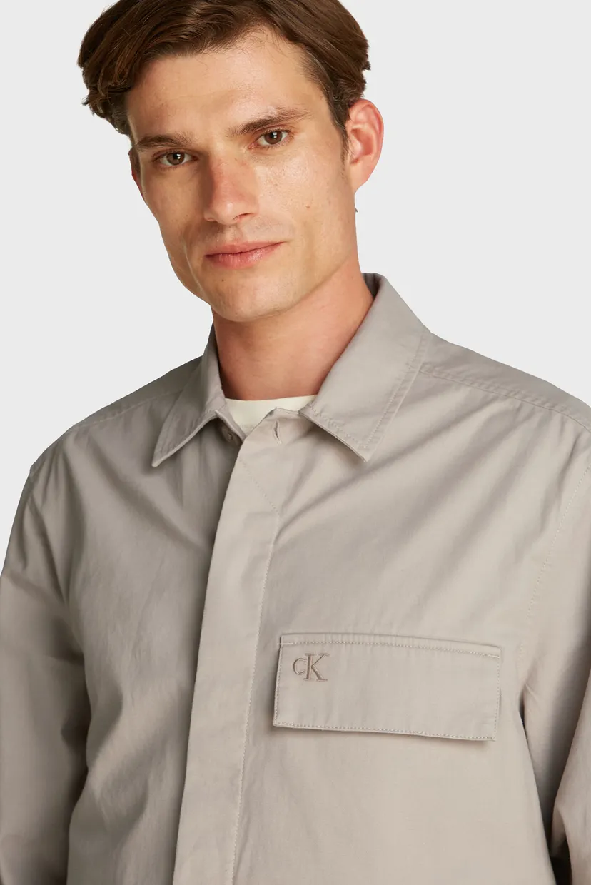 Чоловіча бежева сорочка CLEAN COTTON OVERSHIRT 4
