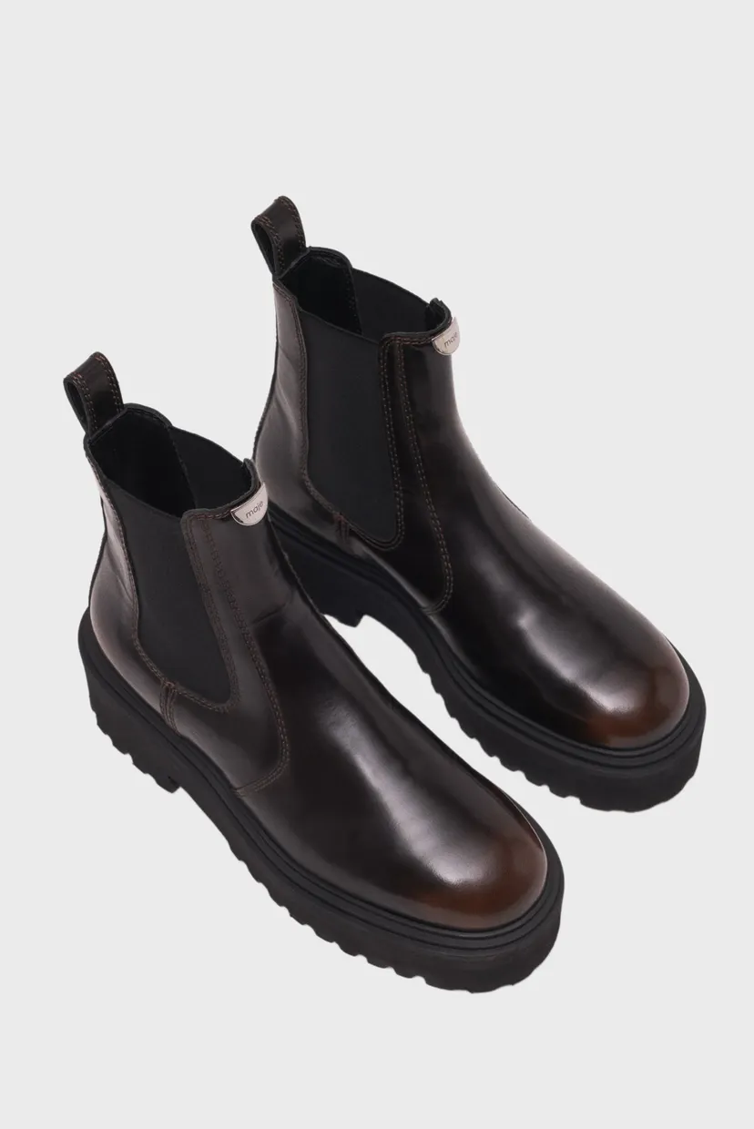 Жіночі темно-коричневі шкіряні челсі MAJE MFACH00817_DARK BROWN