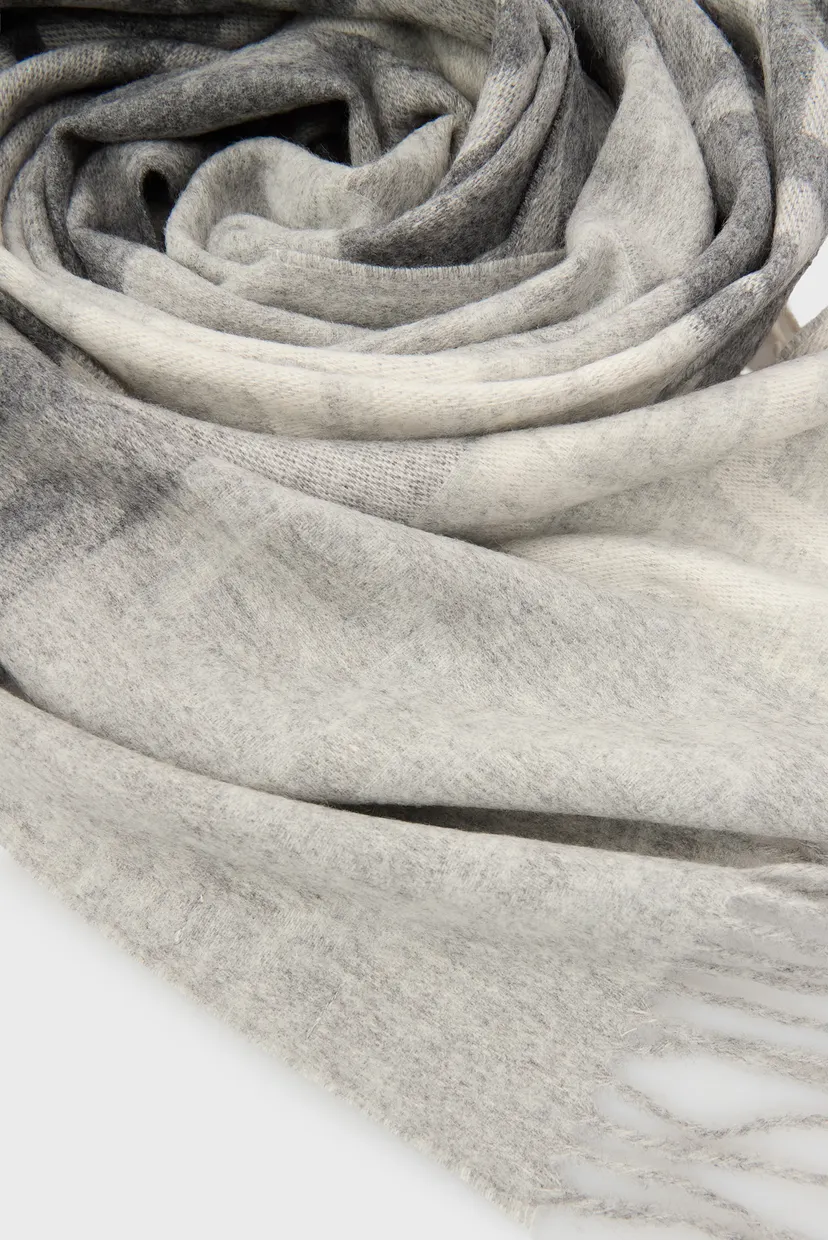 Жіночий сірий вовняний шарф з візерунком MONOGRAM WOOL SCARF 3