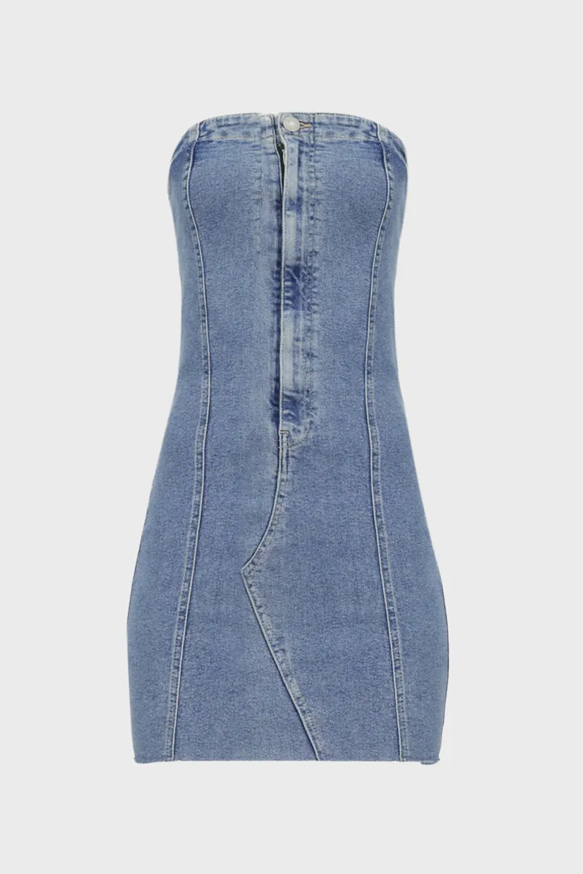Женское голубое джинсовое платье 4
