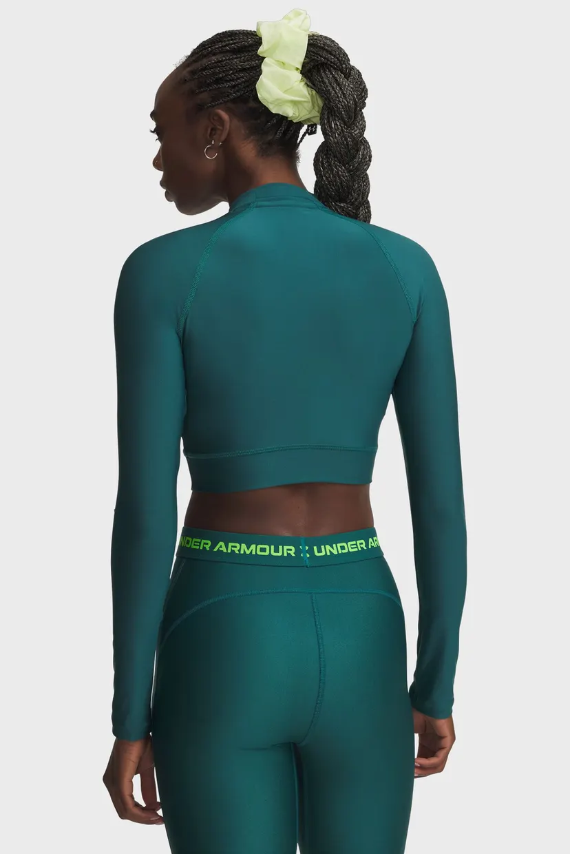 Жіночий зелений топ HeatGear Crop Mock LS 3