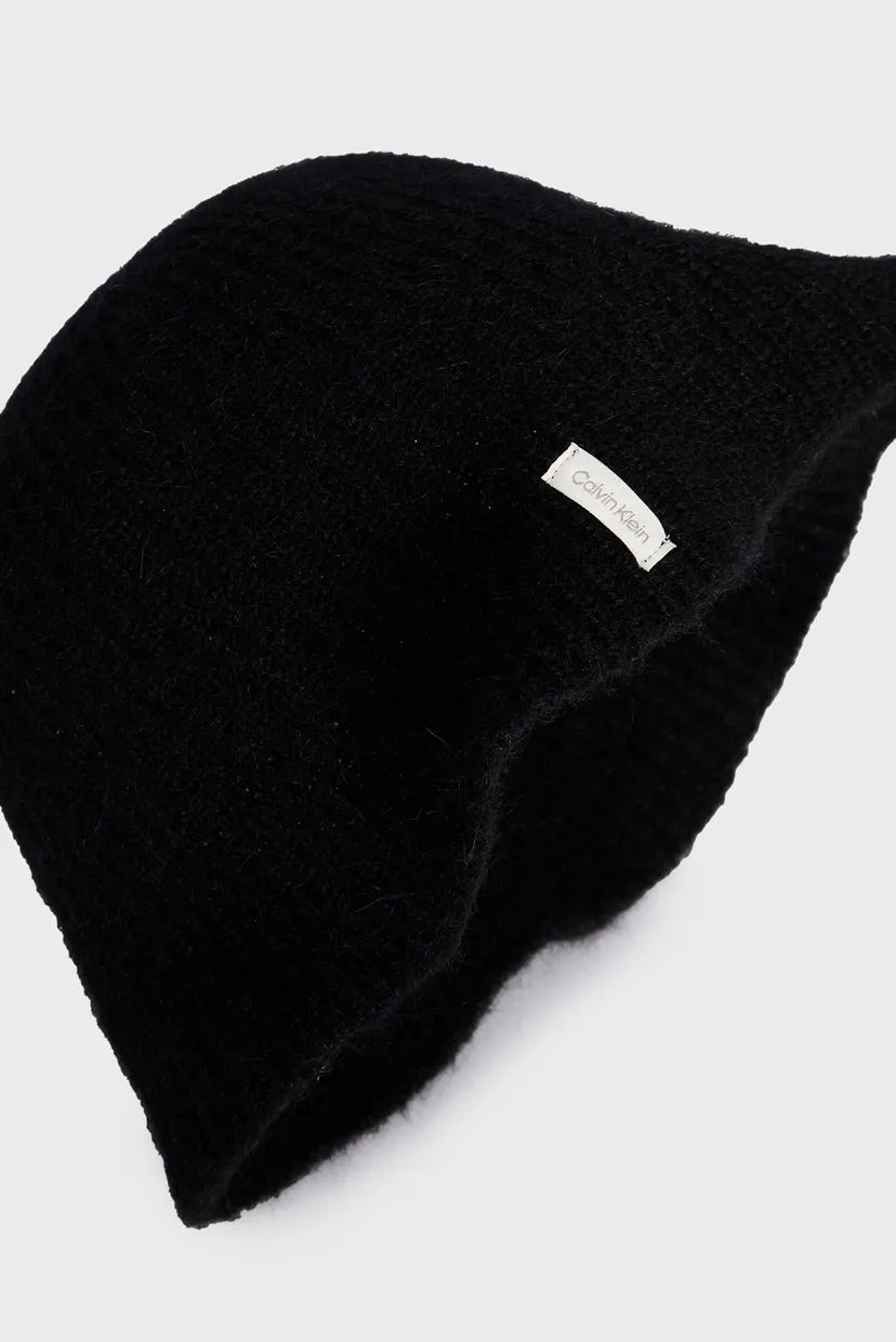Женская черная шапка WOVEN LABEL SOFT WOOL CLOCHE HAT 4