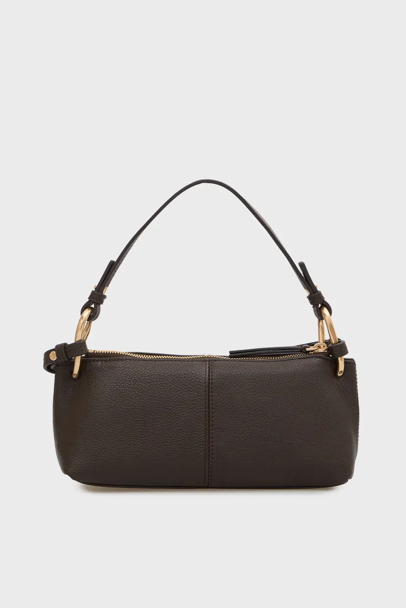 Жіноча темно-коричнева шкіряна сумка SLOUCHY LEATHER SMALL CONV 4