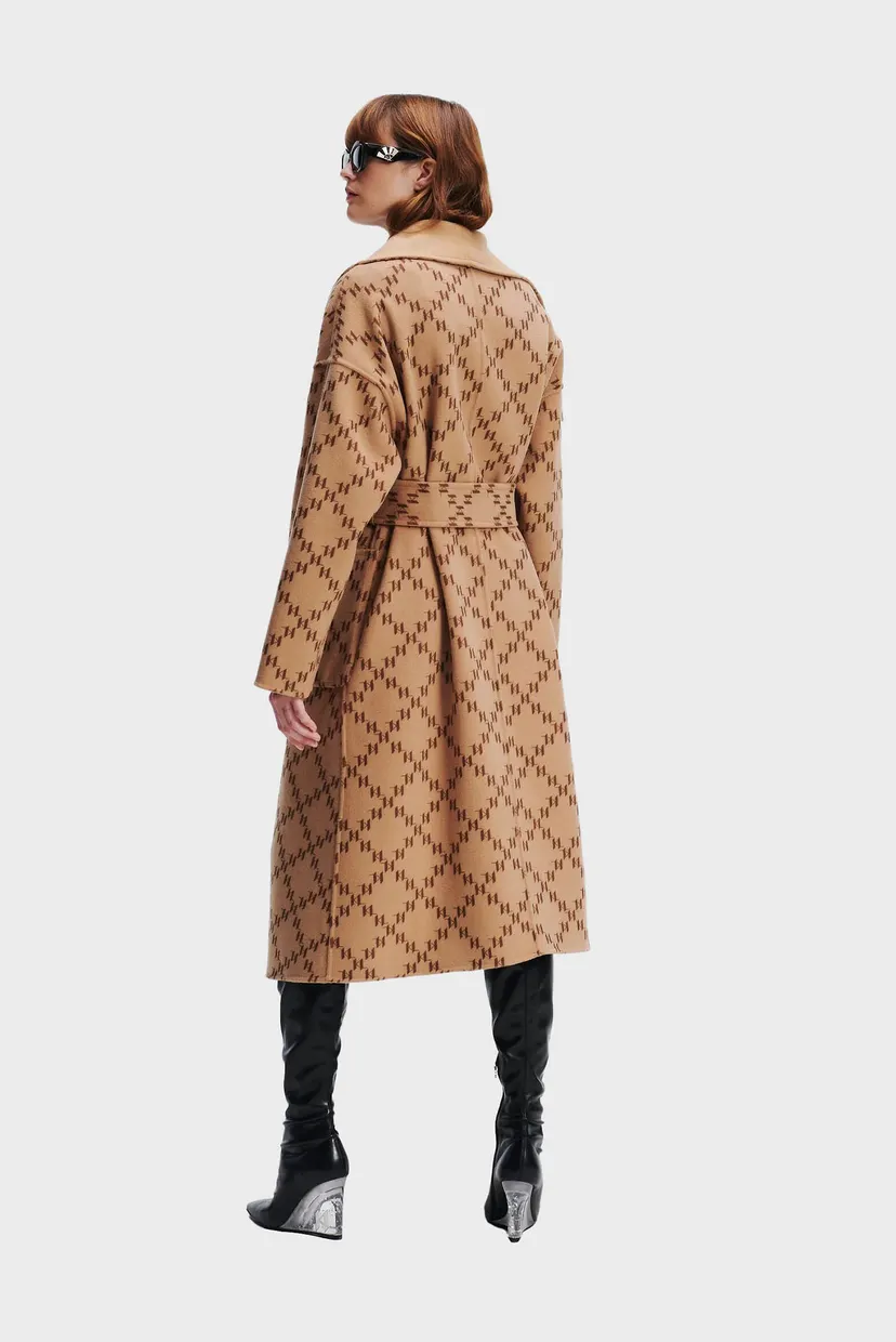 Жіноче бежеве вовняне двостороннє пальто REVERSIBLE PRINTED SOFT 4