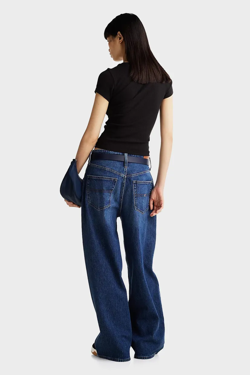 Жіноча чорна футболка TJW SLIM VARSITY RIB TEE EXT 3