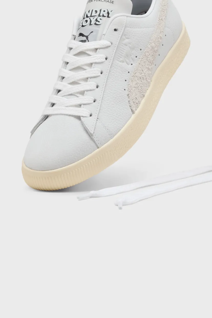 Белые кожаные сникерсы Clyde Laundry Boys II Sneakers Unisex 5