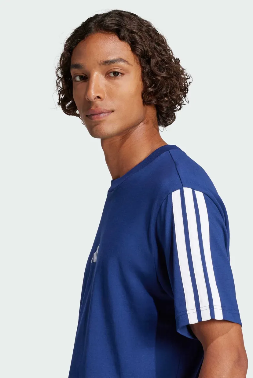 Мужская синяя футболка Essentials 3-Stripes Single Jersey 4