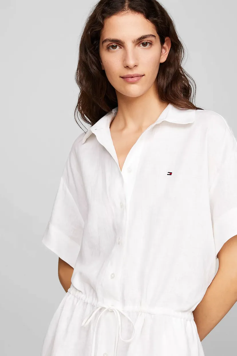 Жіноча біла лляна сукня LINEN SS MIDI SHIRT DRESS 3