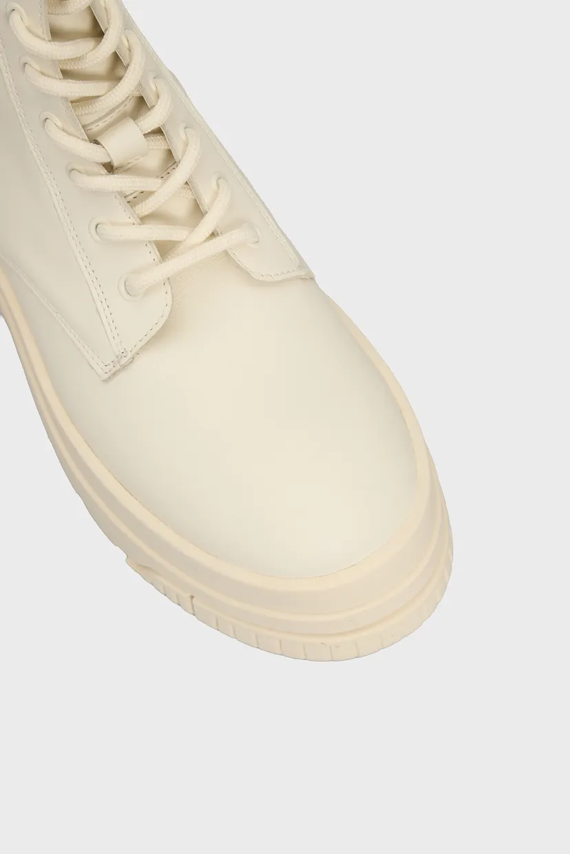 Женские белые кожаные ботинки TJW LACE UP FLATFORM BOOT 4