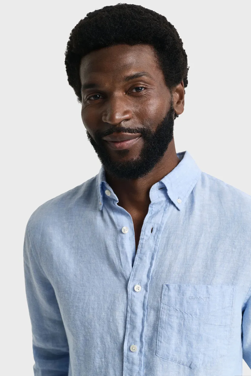 Мужская голубая льняная рубашка REG LINEN SHIRT 4