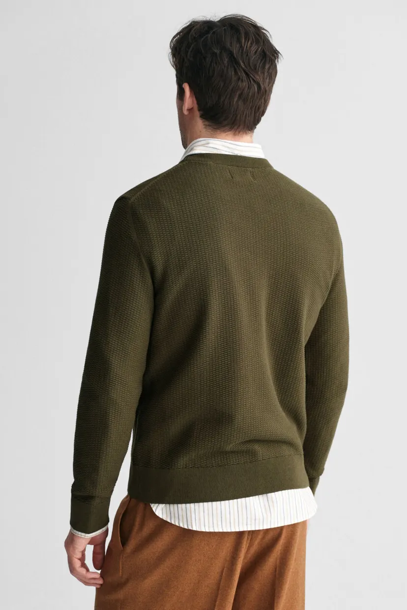 Мужской оливковый джемпер COTTON MICRO TEXTURED 3