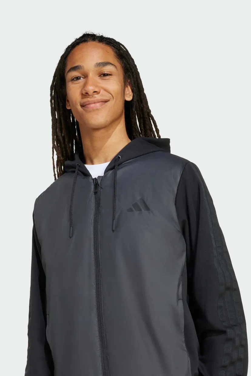 Чоловіча чорна куртка Essentials CLIMAWARM 3-Stripes Insulated Hooded Hybrid 4