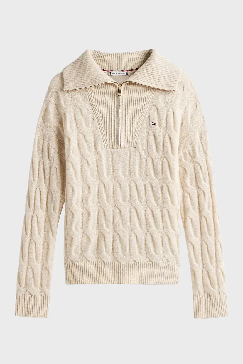 Женская бежевая шерстяная кофта SOFT WOOL CABLE 5