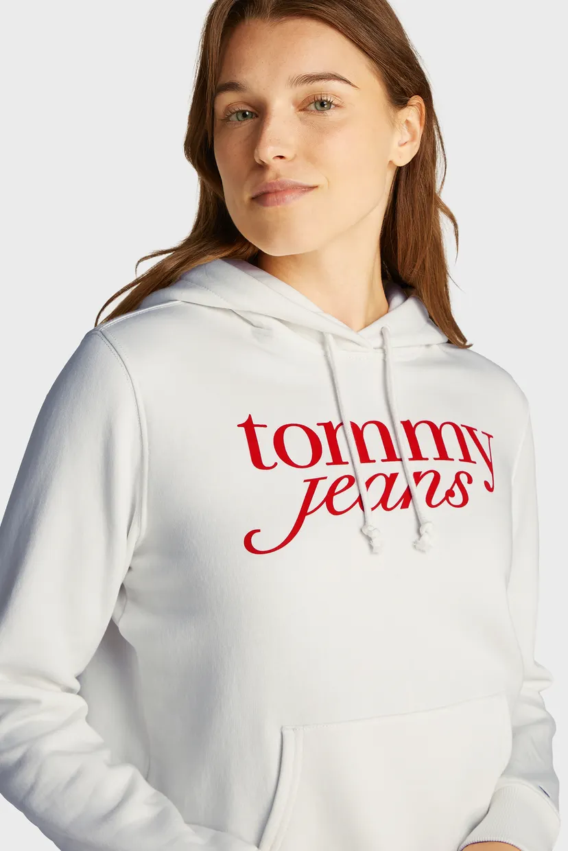 Женское белое худи TJW REG ESS LOGO HOODIE EXT 4