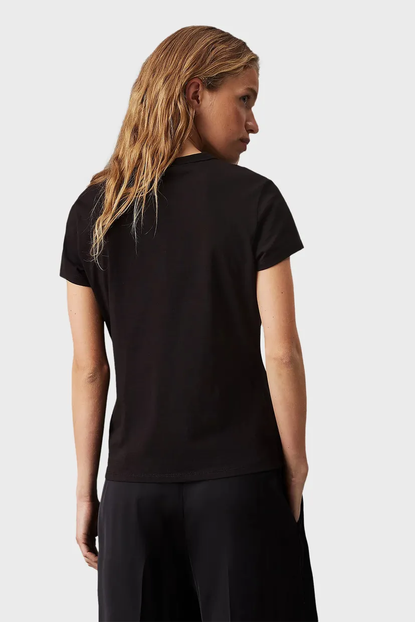 Жіноча чорна футболка SATIN CK SLIM 3