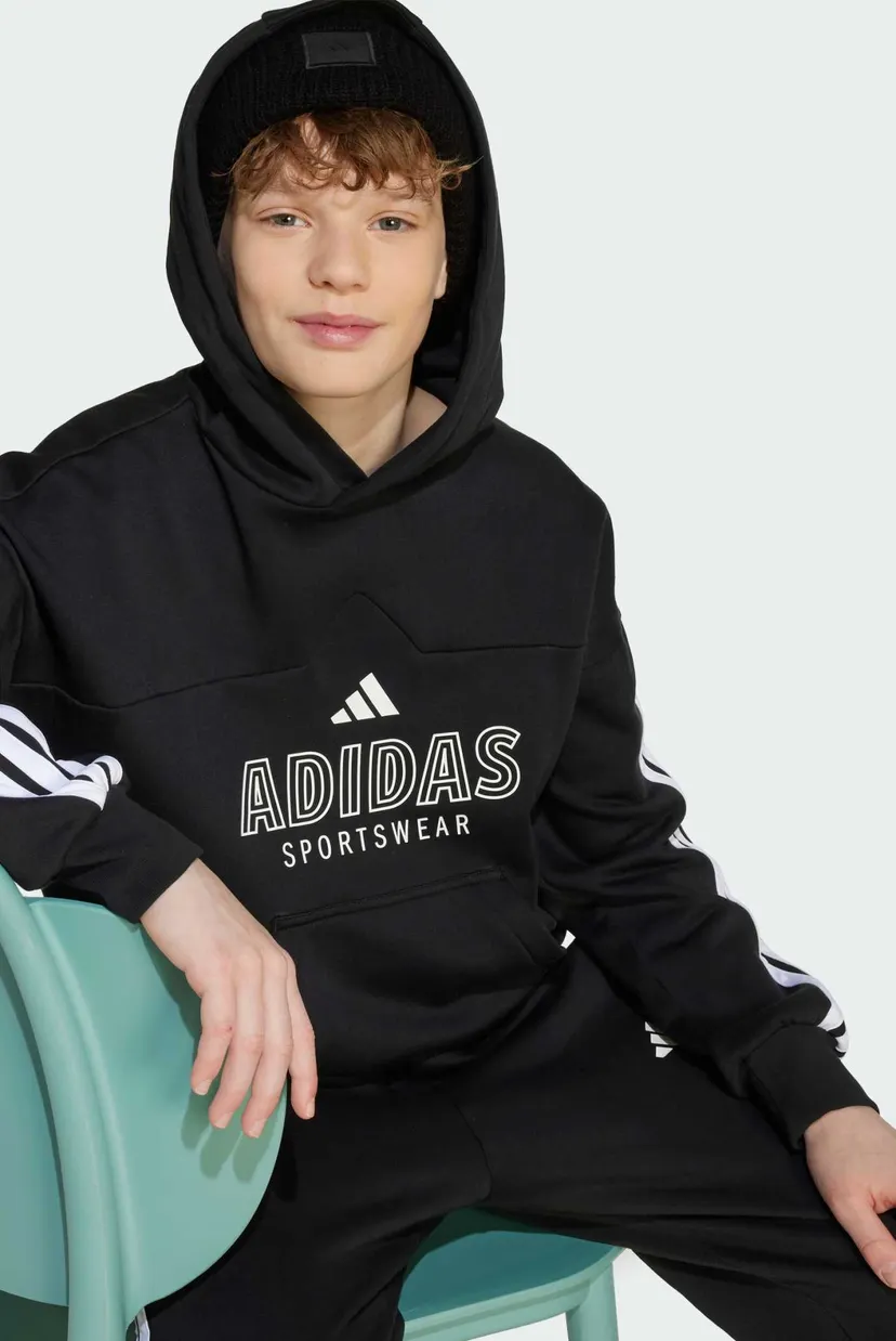 Детское черное худи House of Tiro Fleece Kids 7