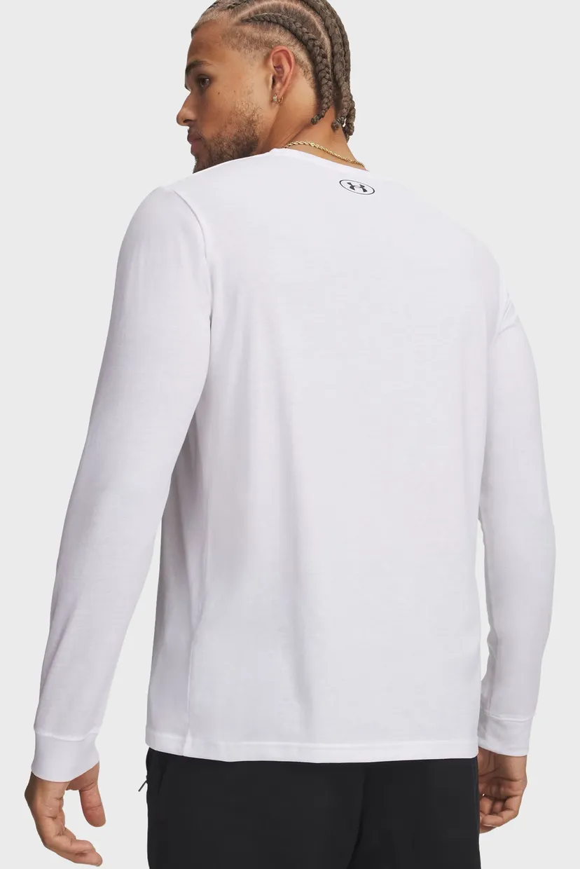 Мужской белый лонгслив UA SPORTSTYLE LEFT CHEST LS 3