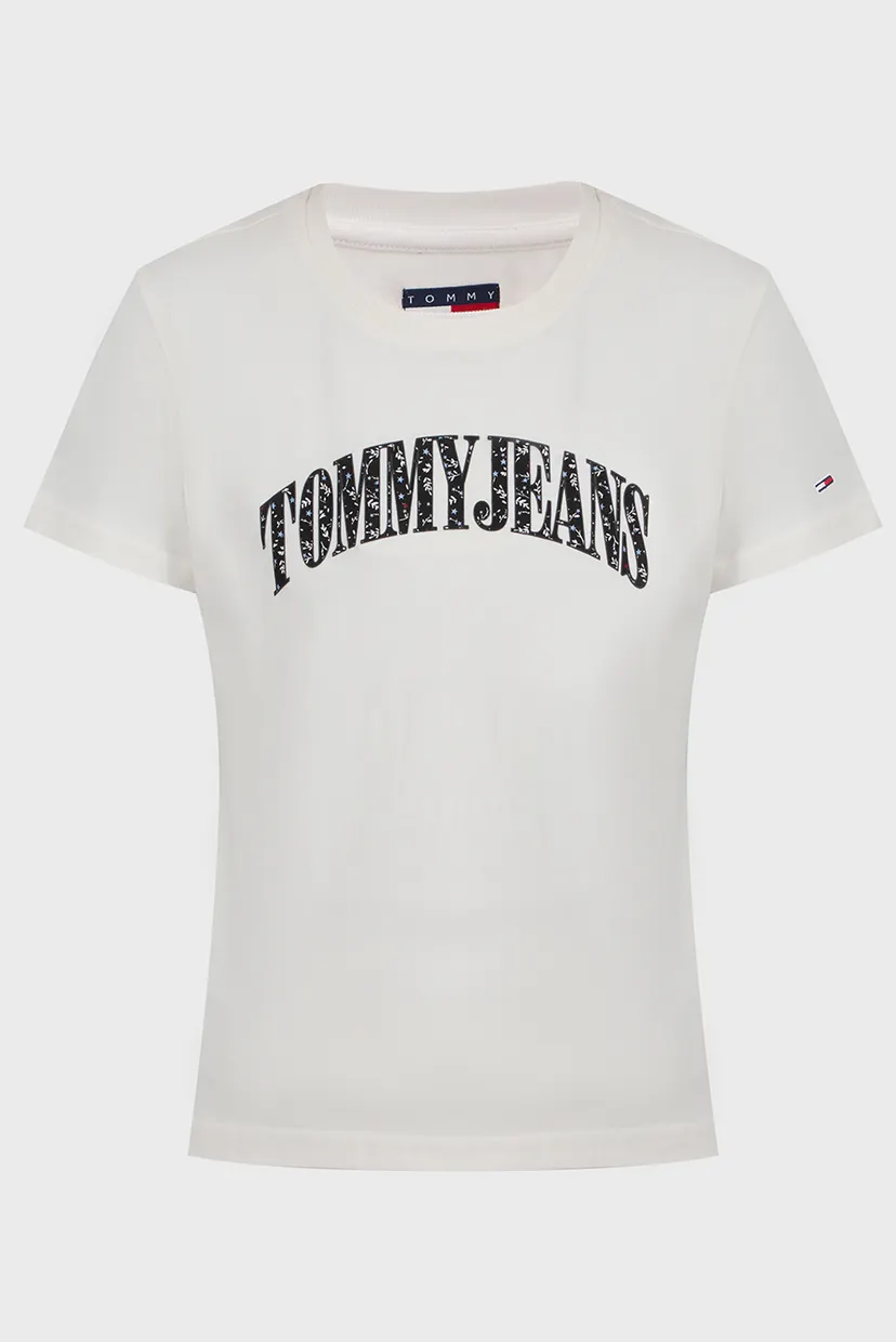 Жіноча біла футболка TJW REG FLORAL VARSITY TEE 6