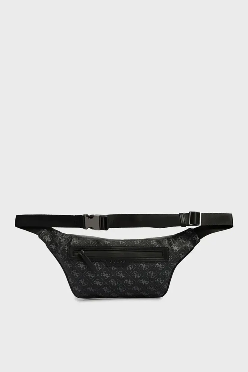 Чоловіча чорна поясна сумка з візерунком MILANO MAXI BUMBAG W FRT PCKET 4
