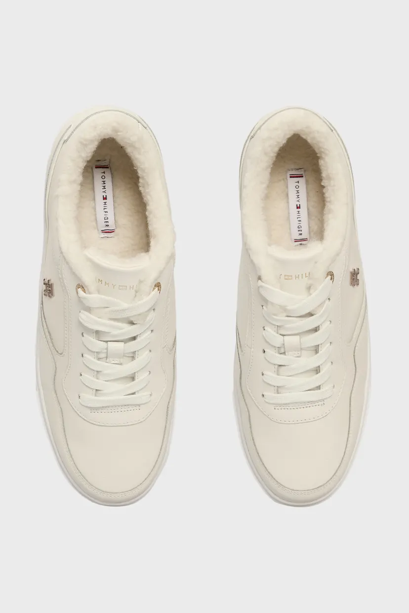 Женские белые кожаные сникерсы ESSENTIAL PLATFORM SNEAKER FUR 4