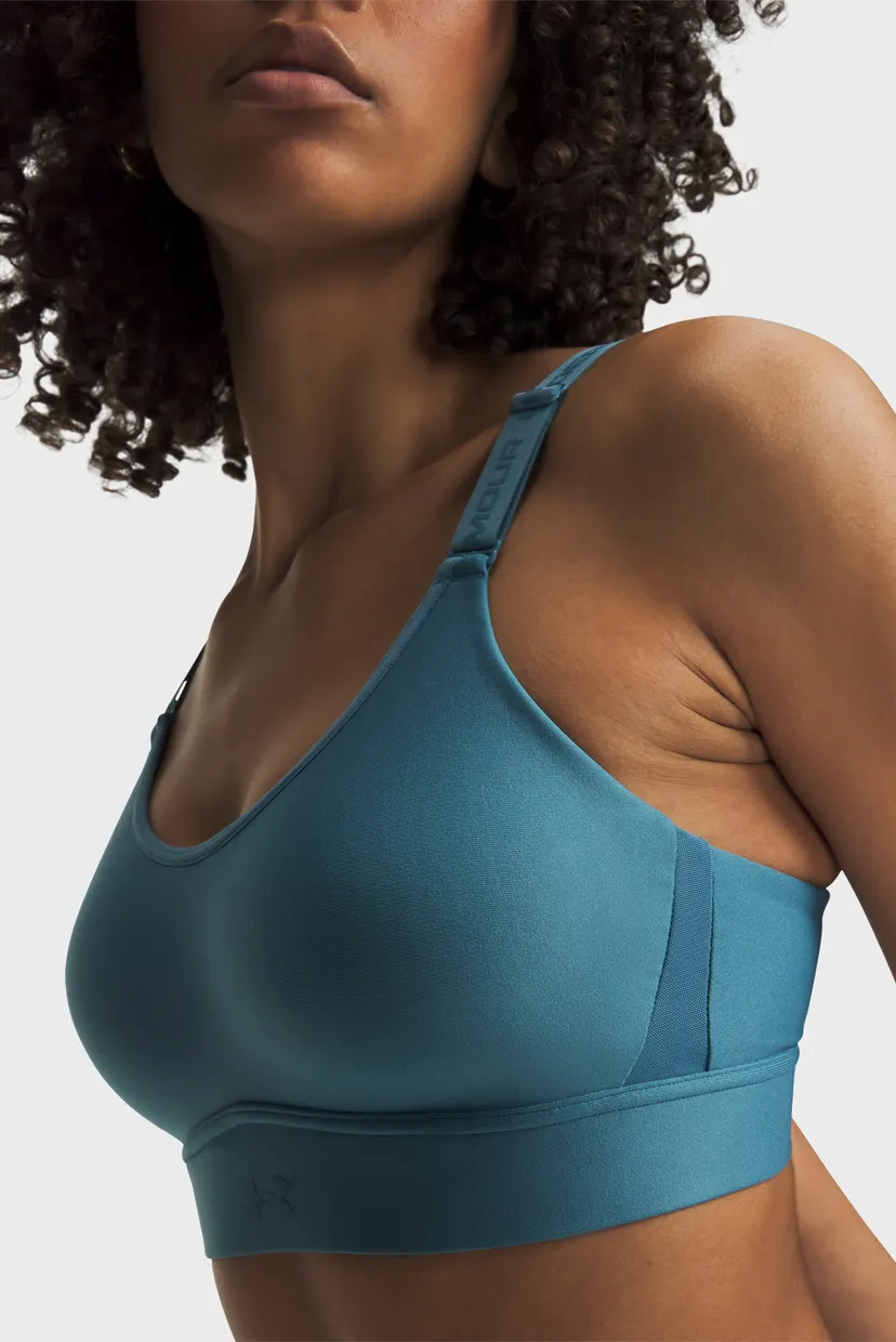 Женский голубой топ UA Infinity Mid 2.0 Bra 5