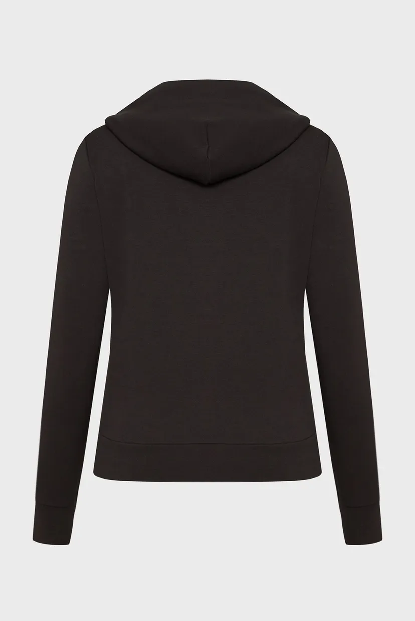 Женское черное худи SATIN CK REGULAR  ZIP HOODIE 7