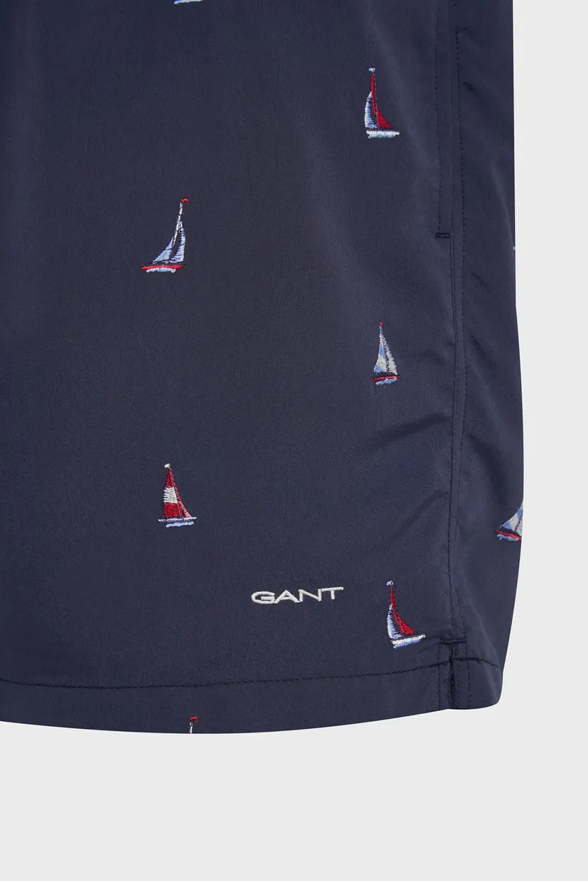 Чоловічі темно-сині плавальні шорти з візерунком BOAT EMBROIDERY SWIM SHORTS 5