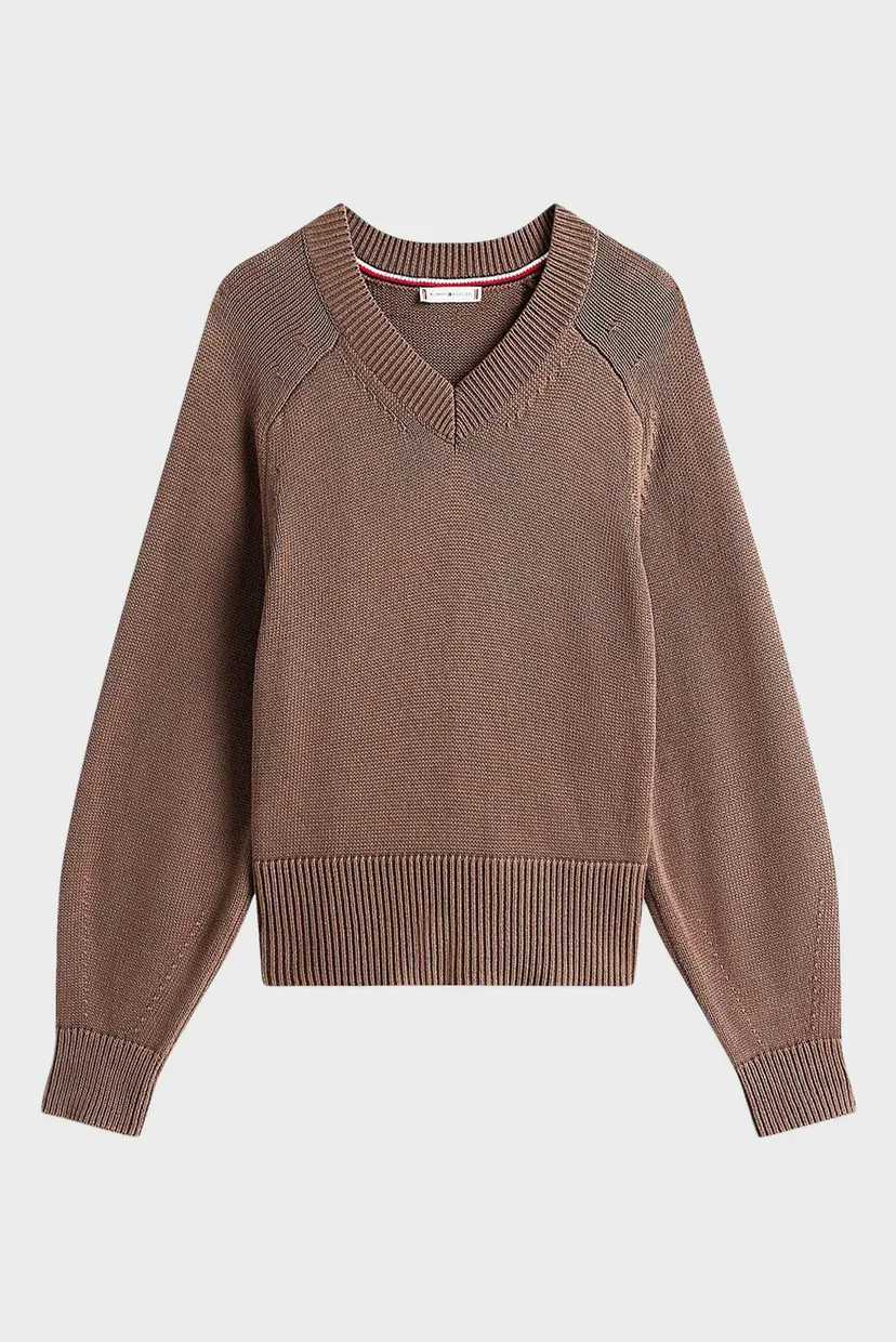Жіночий коричневий пуловер CO JERSEY MID GG V-NK LS 5