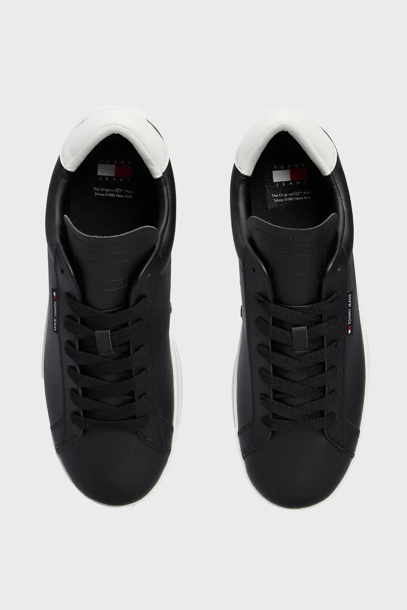 Мужские черные кожаные сникерсы TJM LEATHER LOW CUPSOLE 4