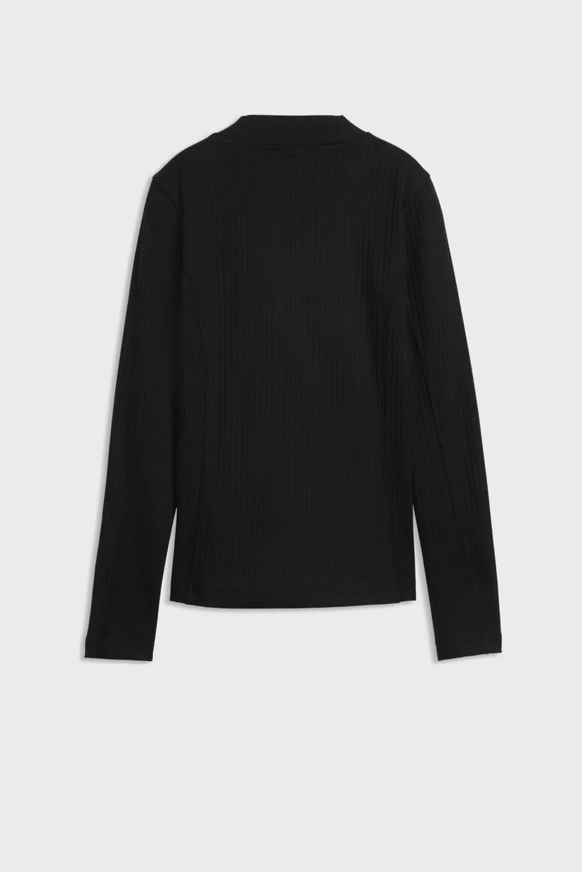 Жіночий чорний лонгслів HER Slim Rib Long Sleeve Tee Women 5