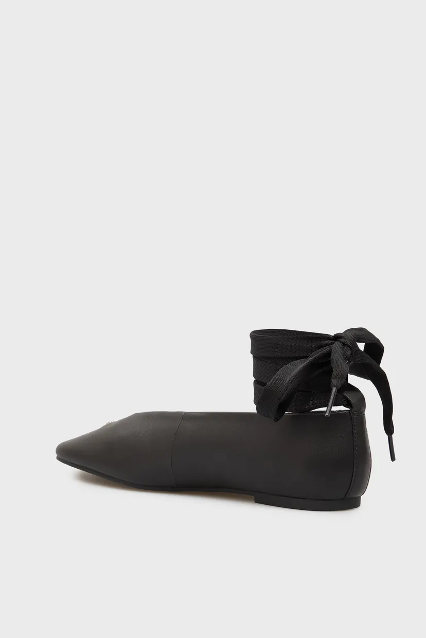 Жіночі чорні шкіряні балетки BALLERINA WITH LACES 5