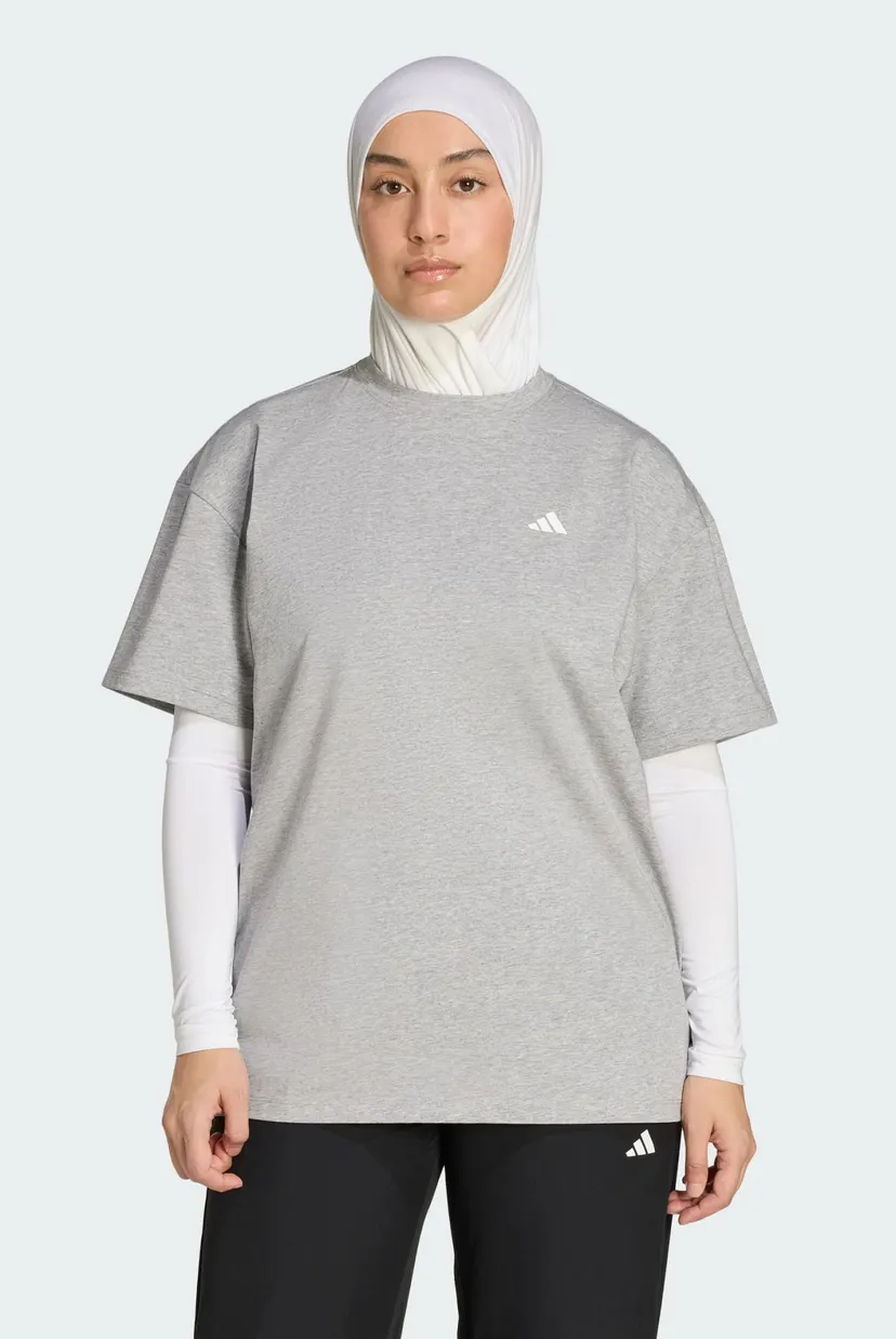 Жіноча сіра футболка Power Essentials Workout Oversized adidas