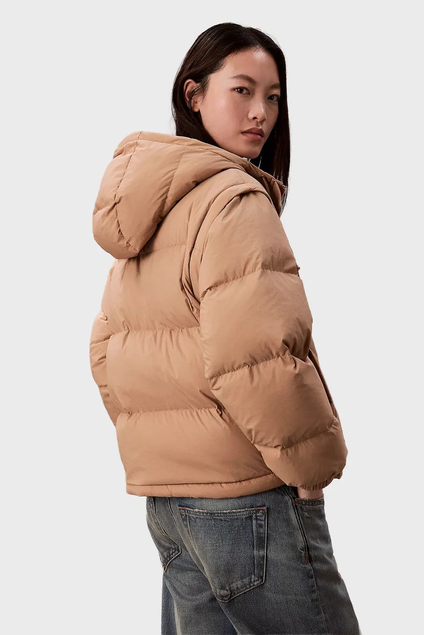 Жіночий бежевий пуховик 2в1 DETACHABLE 3