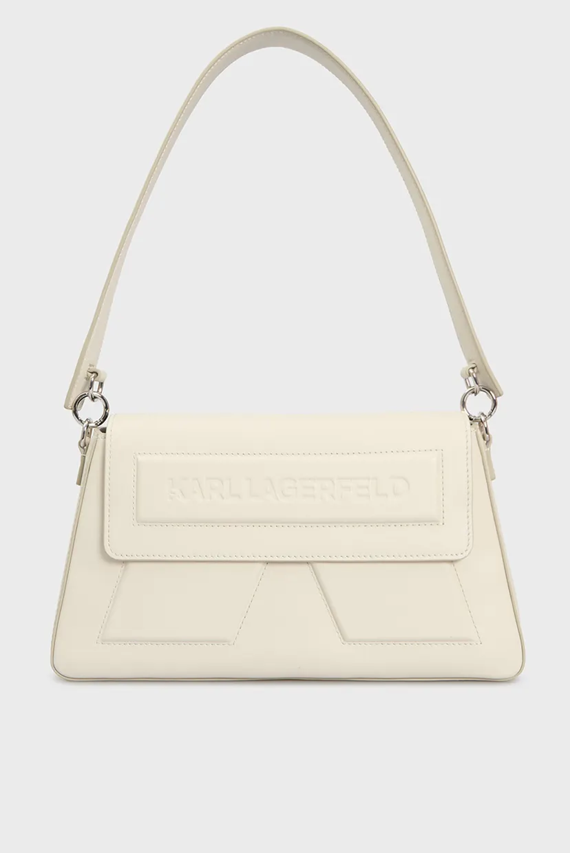 Женская белая кожаная сумка IKON/K SOFT SHOULDER BAG 6