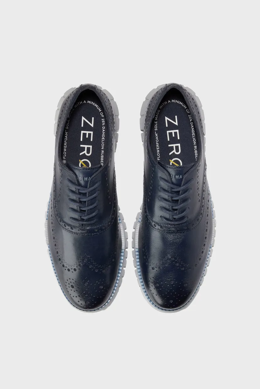 Чоловічі темно-сині шкіряні броги ZERØGRAND Remastered Wingtip Oxford 4