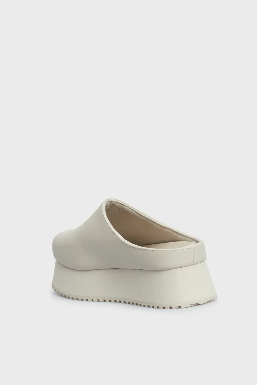 Женские бежевые кожаные клоги CLOSE TOE FLATFORM 5