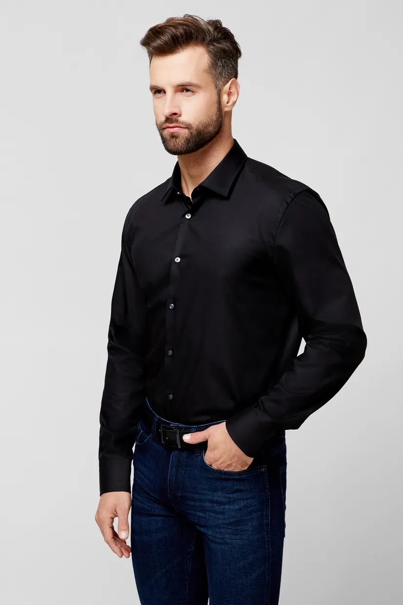 Чоловіча чорна сорочка Easy Iron Slim Fit 3