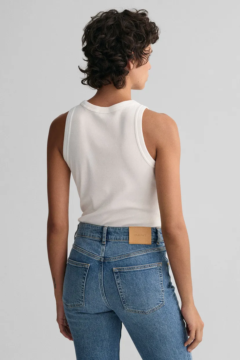Жіноча біла майка HIGH NECK RIB 3