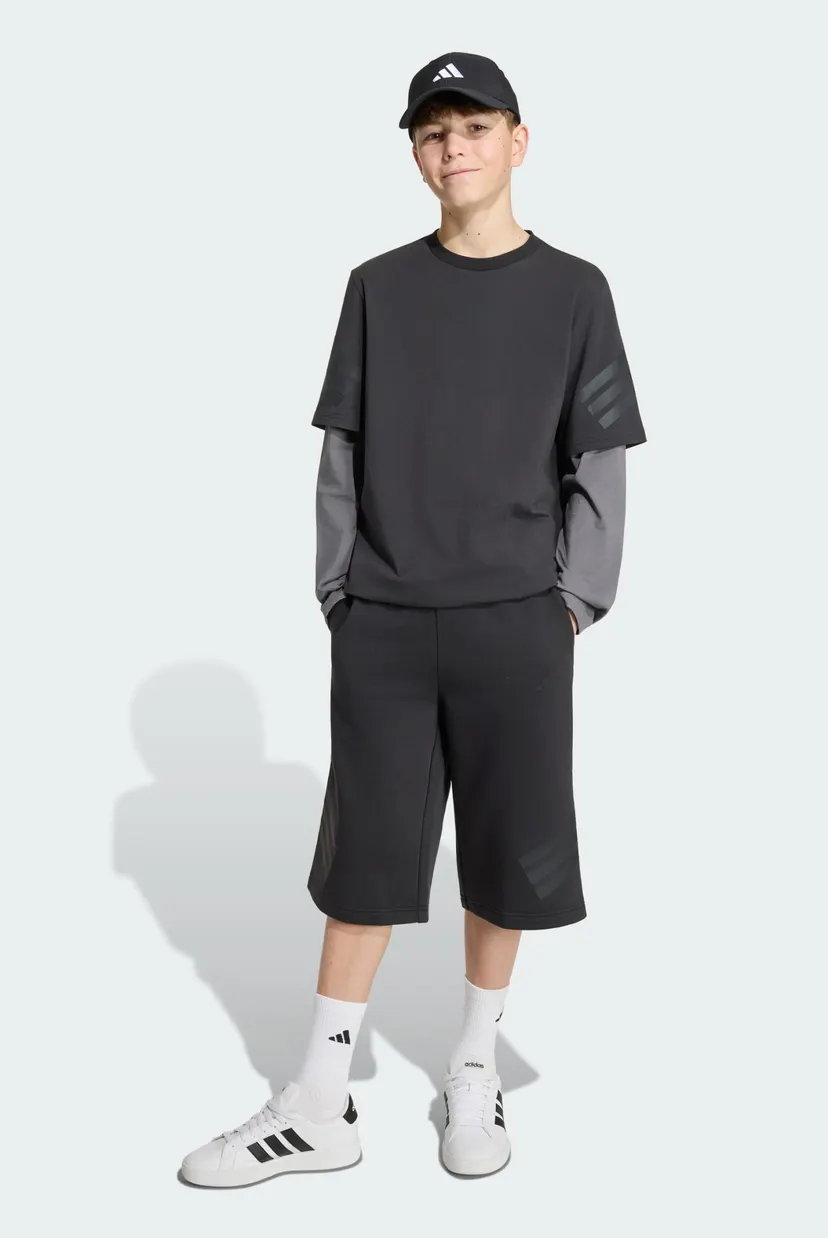 Дитячі чорні шорти FUTURE ICONS 3 STRIPES LONG 5