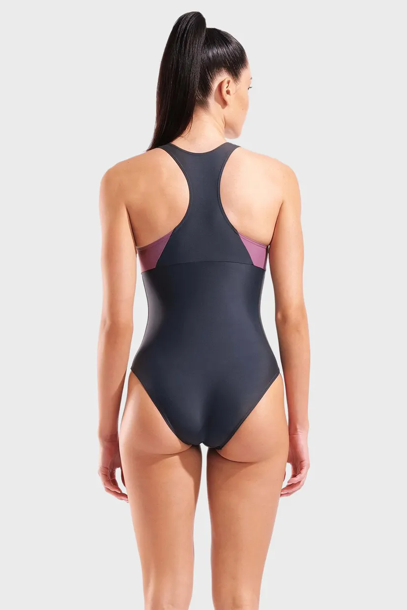 Женский темно-серый купальник SOLID SWIMSUIT RACER BACK 3