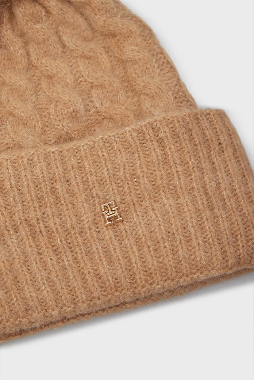 Женская бежевая шапка TH TIMELESS BEANIE CABLE 4