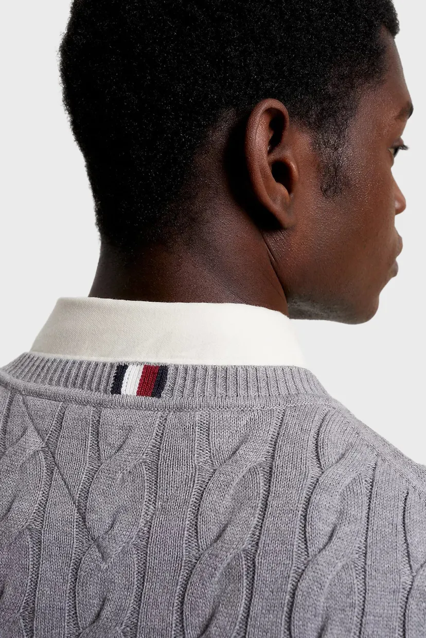 Мужской серый джемпер CLASSIC CABLE CREW NECK 5