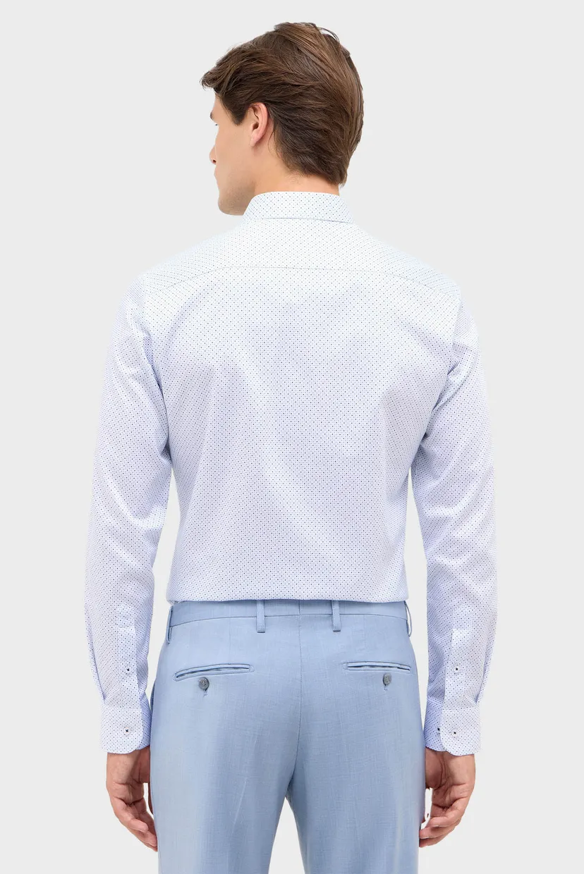 Мужская голубая рубашка с узором SLIM FIT 3