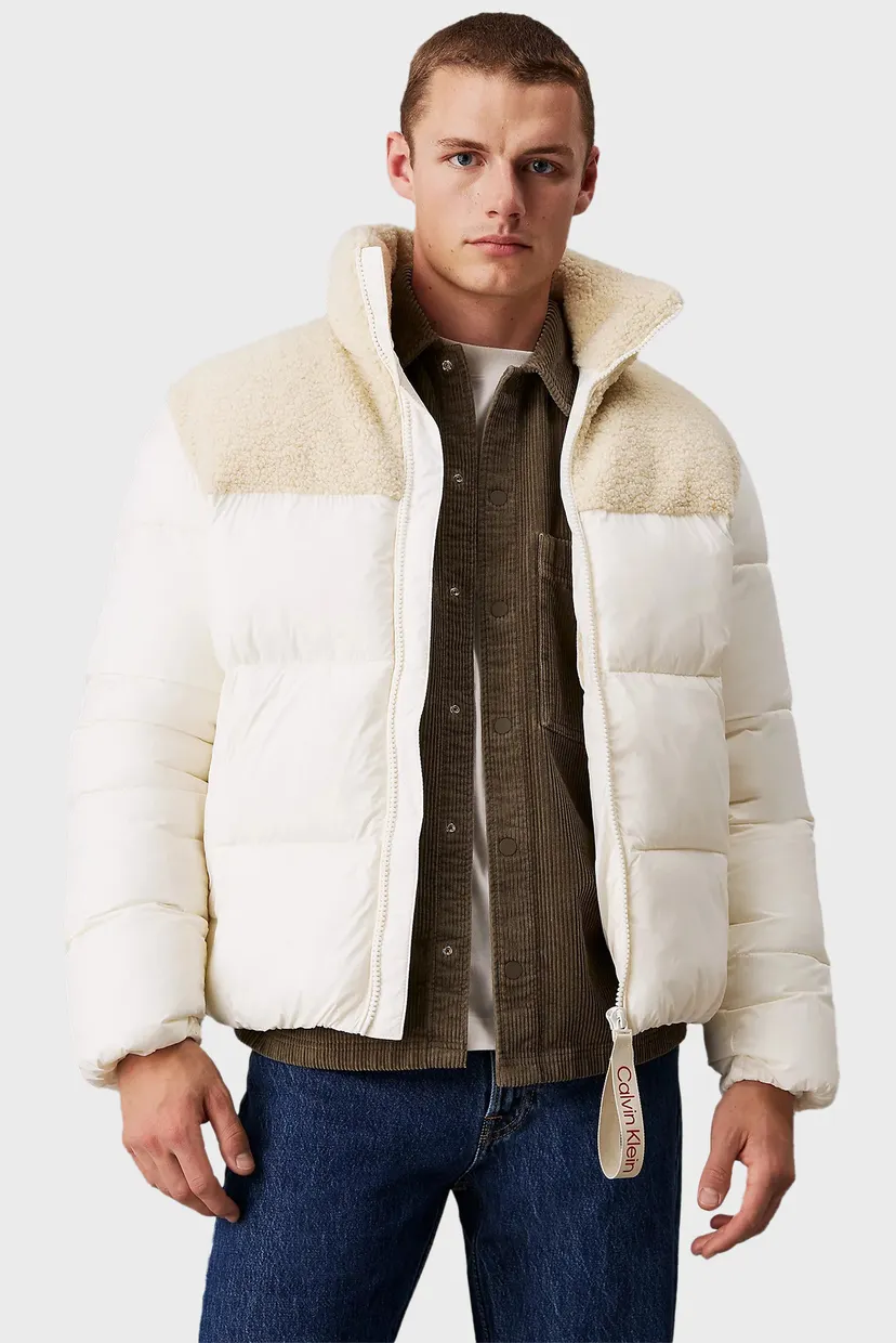 Мужская белая куртка SHERPA PUFFER JACKET Calvin Klein Jeans