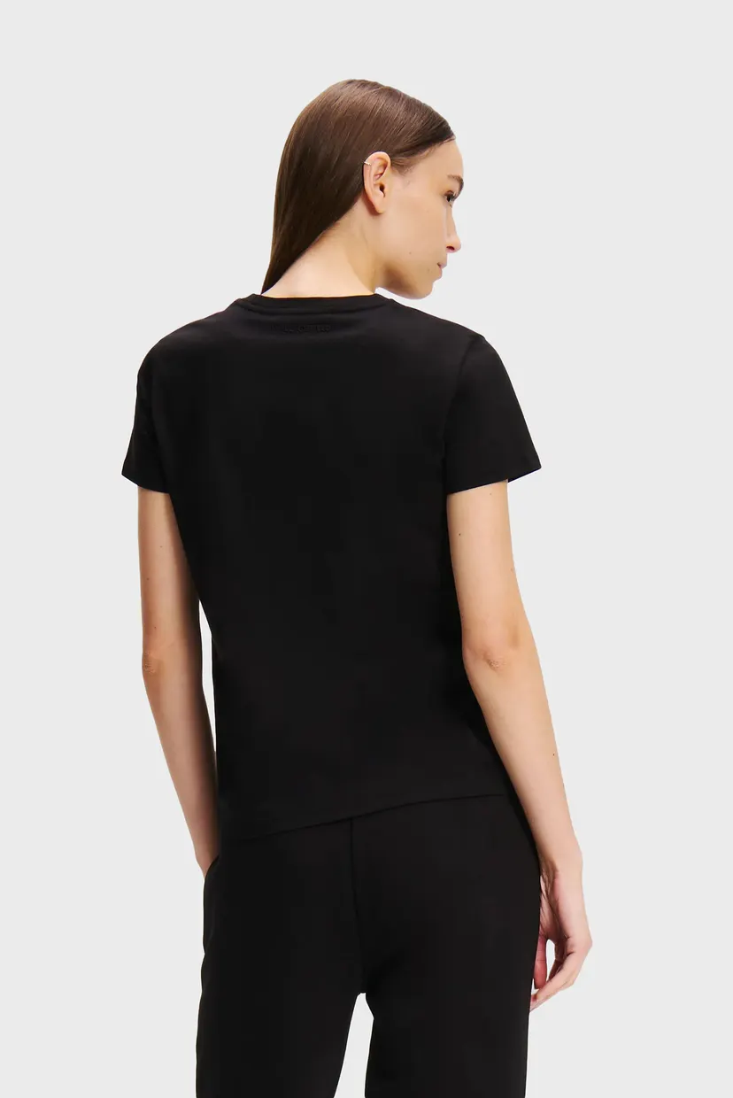 Жіноча чорна футболка з візерунком KL RHINESTONE T-SHIRT 3