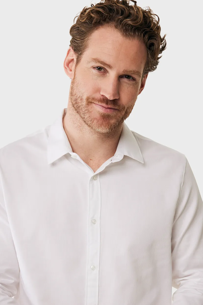 Мужская белая рубашка Smart herringbone shirt 5