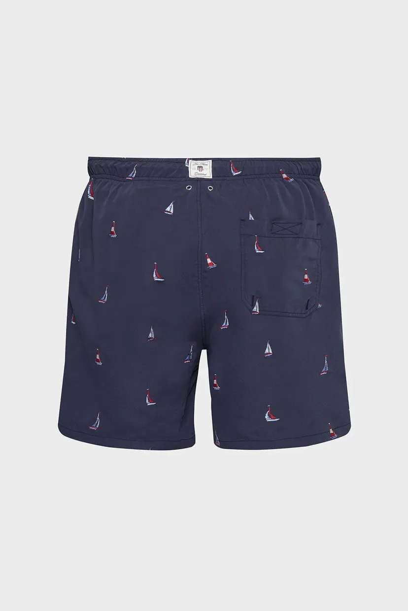 Чоловічі темно-сині плавальні шорти з візерунком BOAT EMBROIDERY SWIM SHORTS 7